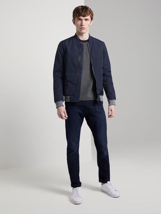 Structured knitted jumper - Men - navy mini structured stripe Structured knitted jumper - Men - navy mini structured stripe - 3 - TOM TAILOR Denim