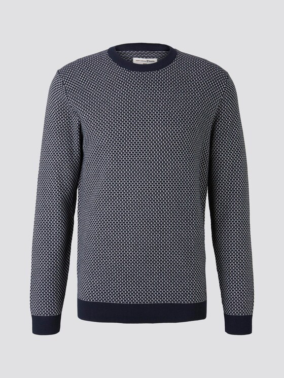 Structured knitted jumper - Men - navy mini structured stripe Structured knitted jumper - Men - navy mini structured stripe - 7 - TOM TAILOR Denim