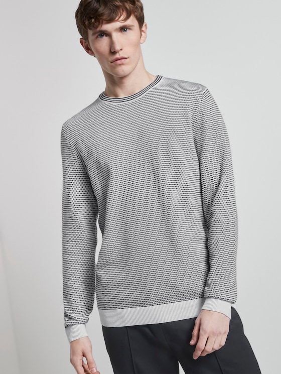Structured knitted jumper - Men - mini structured stripe Structured knitted jumper - Men - mini structured stripe - 5 - TOM TAILOR Denim