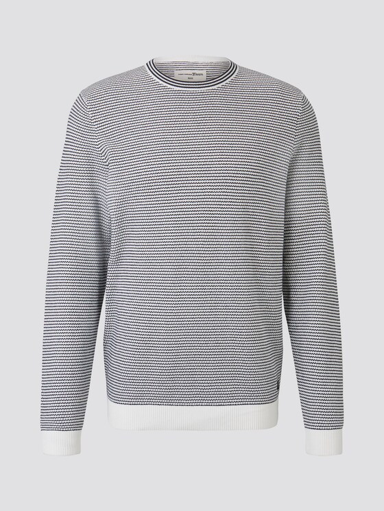 Structured knitted jumper - Men - mini structured stripe Structured knitted jumper - Men - mini structured stripe - 7 - TOM TAILOR Denim