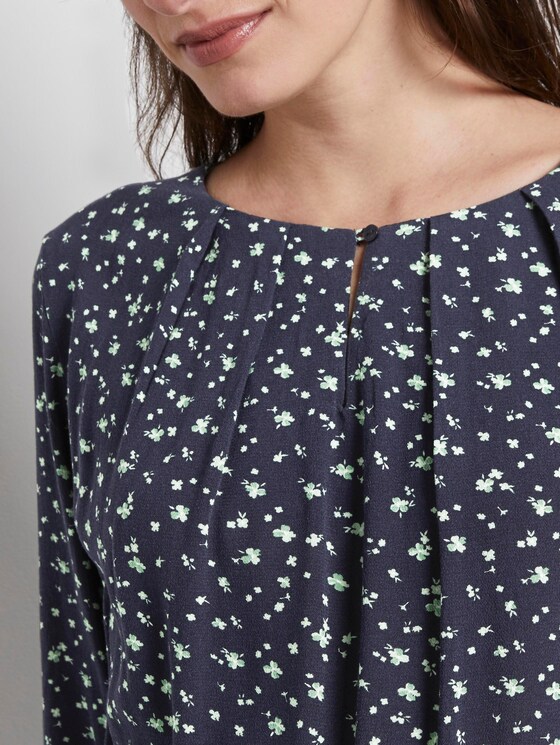Printed blouse with an elastic waistband - Women - navy green flower design Printed blouse with an elastic waistband - Women - navy green flower design - 10 - TOM TAILOR