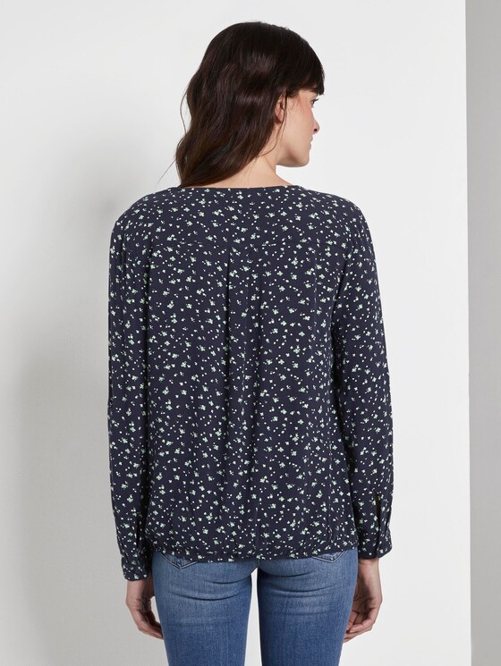 Printed blouse with an elastic waistband - Women - navy green flower design Printed blouse with an elastic waistband - Women - navy green flower design - 2 - TOM TAILOR