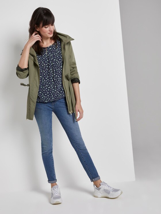 Printed blouse with an elastic waistband - Women - navy green flower design Printed blouse with an elastic waistband - Women - navy green flower design - 3 - TOM TAILOR