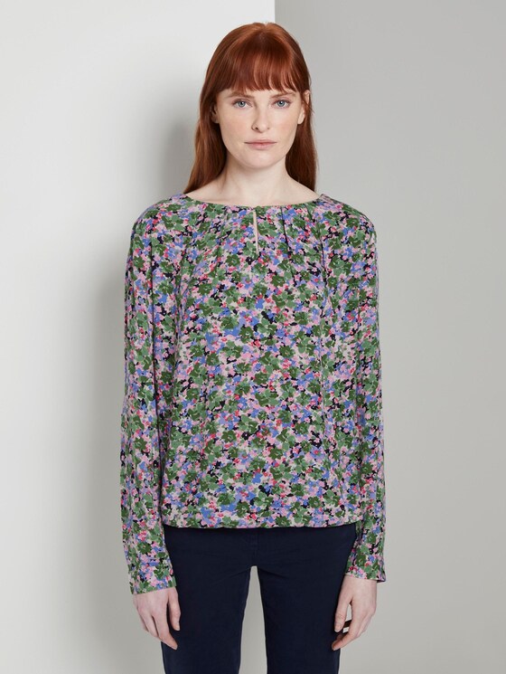 Gemusterte Bluse mit elastischem Bund - Frauen - colorful floral design Gemusterte Bluse mit elastischem Bund - Frauen - colorful floral design - 1 - TOM TAILOR
