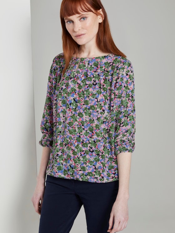 Gemusterte Bluse mit elastischem Bund - Frauen - colorful floral design Gemusterte Bluse mit elastischem Bund - Frauen - colorful floral design - 5 - TOM TAILOR