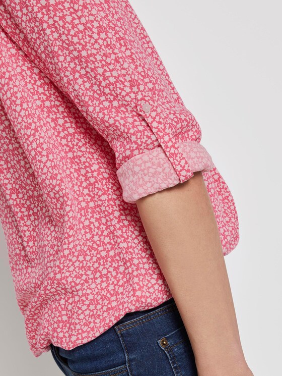 Gemusterte Bluse mit elastischem Bund - Frauen - pink offwhite floral minimal Gemusterte Bluse mit elastischem Bund - Frauen - pink offwhite floral minimal - 10 - TOM TAILOR