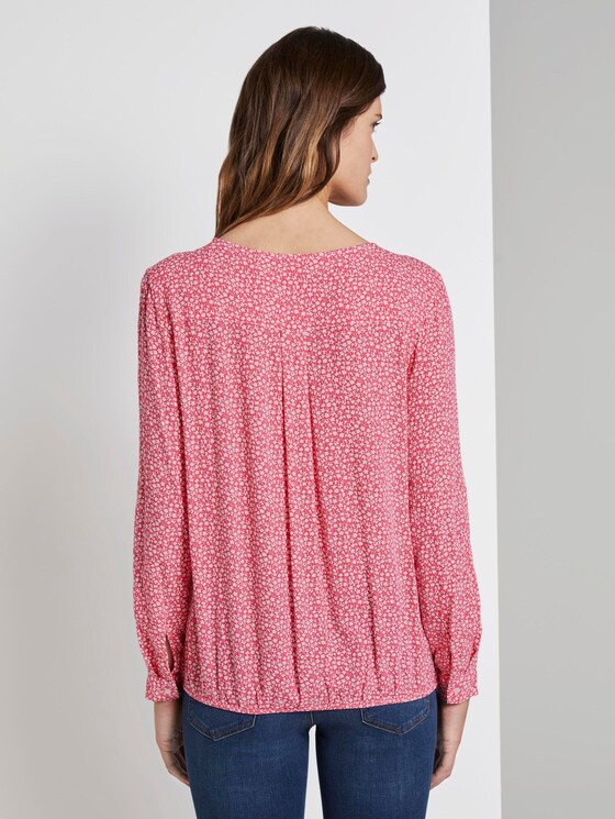 Gemusterte Bluse mit elastischem Bund - Frauen - pink offwhite floral minimal Gemusterte Bluse mit elastischem Bund - Frauen - pink offwhite floral minimal - 2 - TOM TAILOR