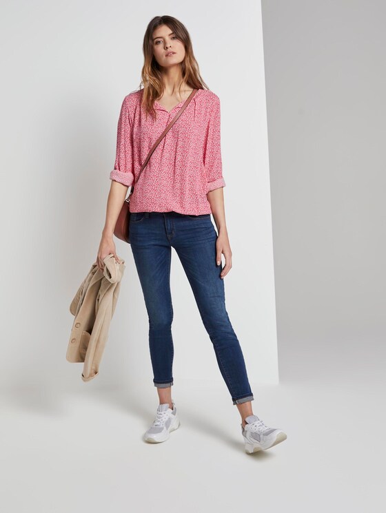 Gemusterte Bluse mit elastischem Bund - Frauen - pink offwhite floral minimal Gemusterte Bluse mit elastischem Bund - Frauen - pink offwhite floral minimal - 3 - TOM TAILOR