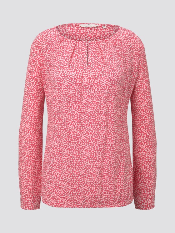 Gemusterte Bluse mit elastischem Bund - Frauen - pink offwhite floral minimal Gemusterte Bluse mit elastischem Bund - Frauen - pink offwhite floral minimal - 7 - TOM TAILOR
