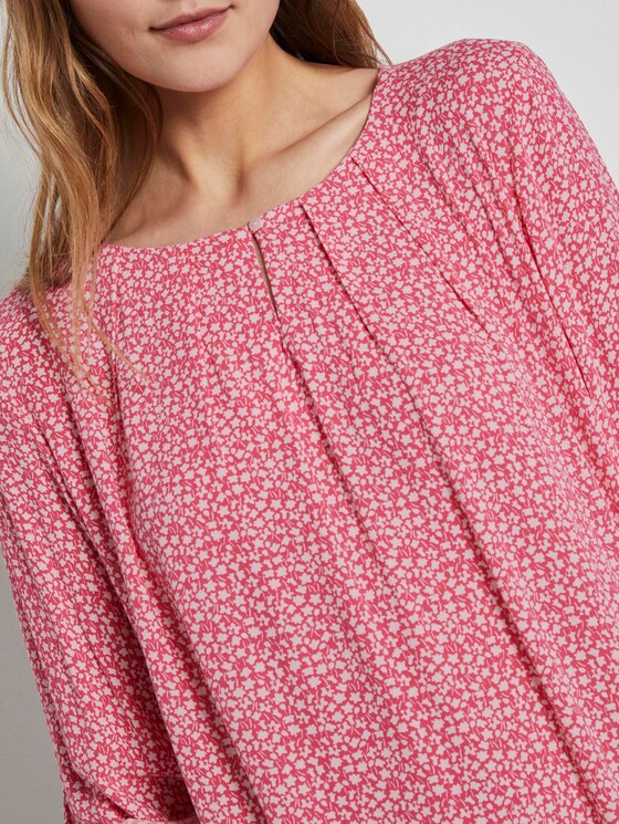 Gemusterte Bluse mit elastischem Bund - Frauen - pink offwhite floral minimal Gemusterte Bluse mit elastischem Bund - Frauen - pink offwhite floral minimal - 9 - TOM TAILOR