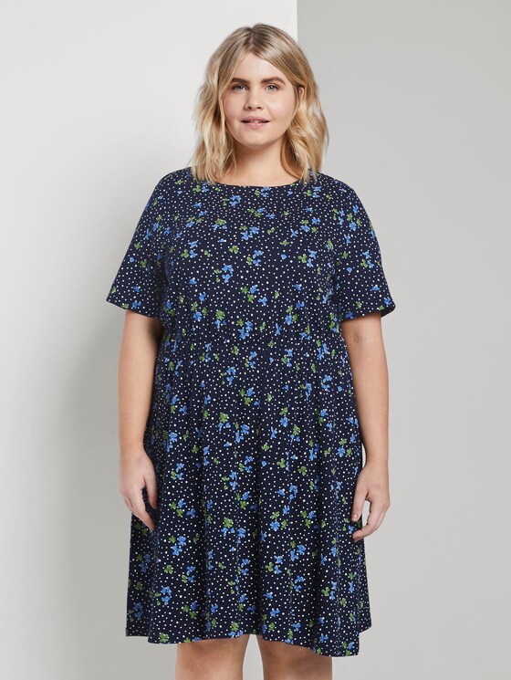Gemustertes Kleid - Frauen - navy flower dot print Gemustertes Kleid - Frauen - navy flower dot print - 1 - My True Me