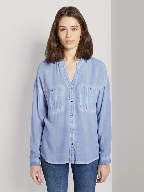Blouse met borstzakken - Vrouwen - Parisienne Blue Blouse met borstzakken - Vrouwen - Parisienne Blue - 1 - TOM TAILOR