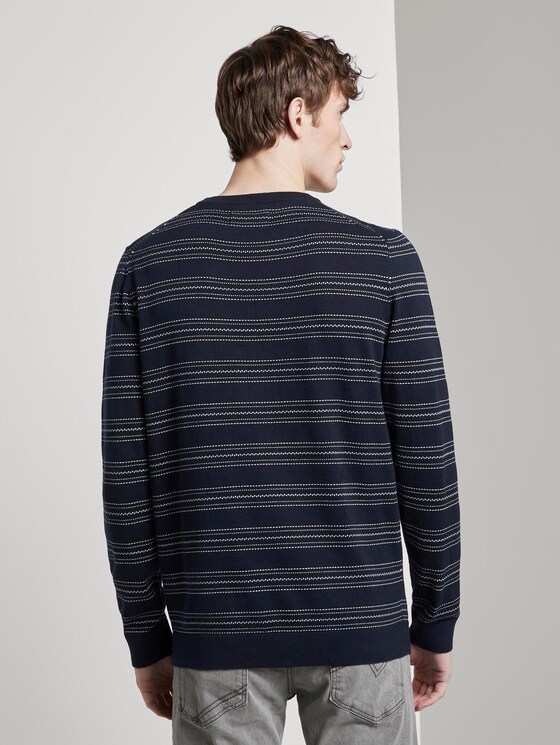 Gestreifter Strickpullover - Männer - navy mini jacquard stripe Gestreifter Strickpullover - Männer - navy mini jacquard stripe - 2 - TOM TAILOR Denim