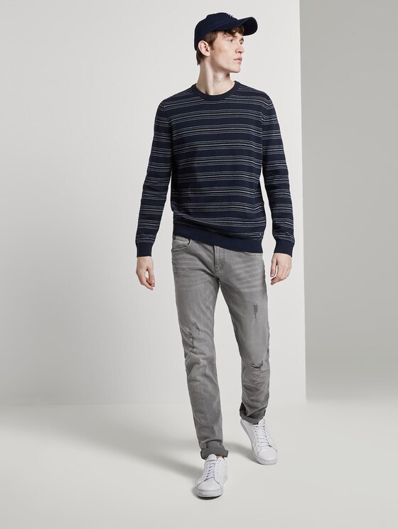 Gestreifter Strickpullover - Männer - navy mini jacquard stripe Gestreifter Strickpullover - Männer - navy mini jacquard stripe - 3 - TOM TAILOR Denim