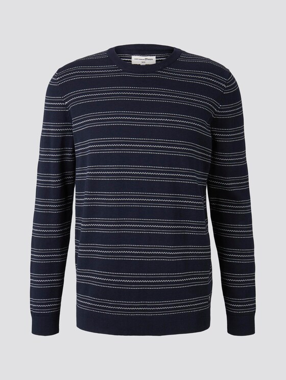 Gestreifter Strickpullover - Männer - navy mini jacquard stripe Gestreifter Strickpullover - Männer - navy mini jacquard stripe - 7 - TOM TAILOR Denim