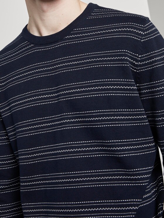 Gestreifter Strickpullover - Männer - navy mini jacquard stripe Gestreifter Strickpullover - Männer - navy mini jacquard stripe - 9 - TOM TAILOR Denim