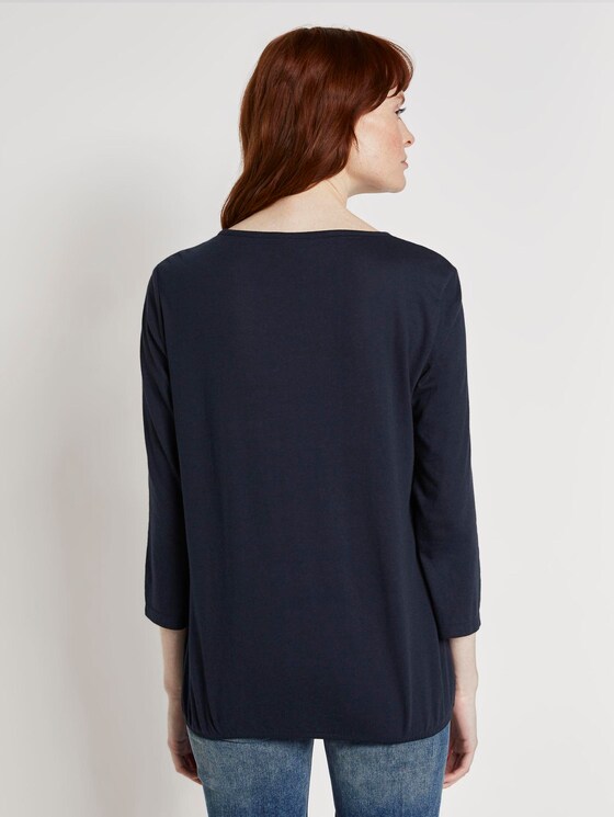Gemustertes Shirt mit elastischem Bund - Frauen - Sky Captain Blue Gemustertes Shirt mit elastischem Bund - Frauen - Sky Captain Blue - 2 - TOM TAILOR
