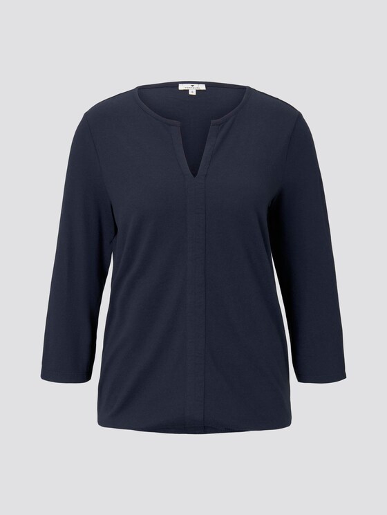 Gemustertes Shirt mit elastischem Bund - Frauen - Sky Captain Blue Gemustertes Shirt mit elastischem Bund - Frauen - Sky Captain Blue - 7 - TOM TAILOR