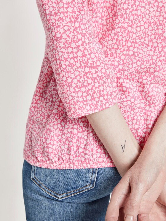 Gemustertes Shirt mit elastischem Bund - Frauen - pink offwhite floral minimal Gemustertes Shirt mit elastischem Bund - Frauen - pink offwhite floral minimal - 10 - TOM TAILOR