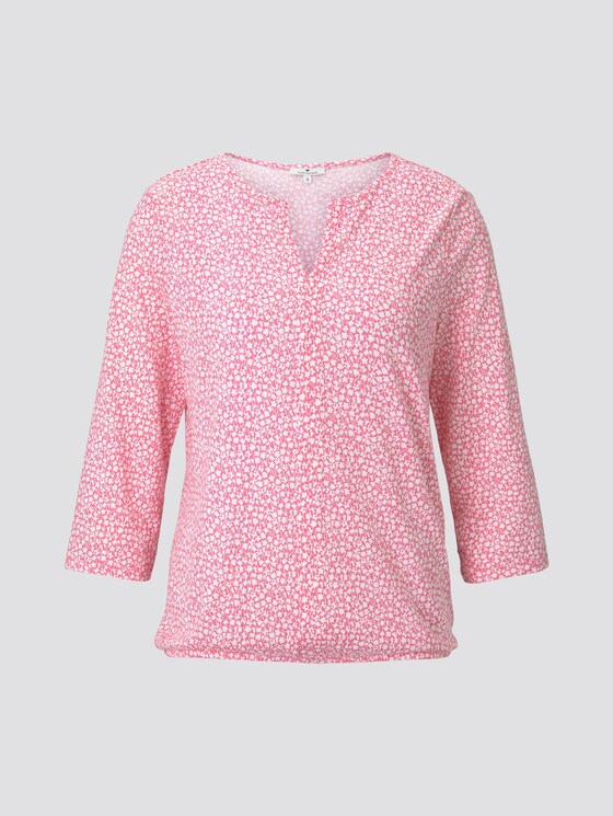 Gemustertes Shirt mit elastischem Bund - Frauen - pink offwhite floral minimal Gemustertes Shirt mit elastischem Bund - Frauen - pink offwhite floral minimal - 7 - TOM TAILOR