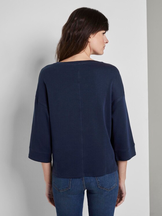 Baumwollshirt mit Kontrastnähten - Frauen - Sky Captain Blue Baumwollshirt mit Kontrastnähten - Frauen - Sky Captain Blue - 2 - TOM TAILOR