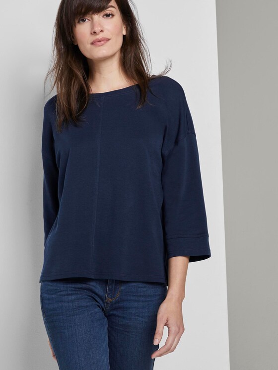 Baumwollshirt mit Kontrastnähten - Frauen - Sky Captain Blue Baumwollshirt mit Kontrastnähten - Frauen - Sky Captain Blue - 5 - TOM TAILOR