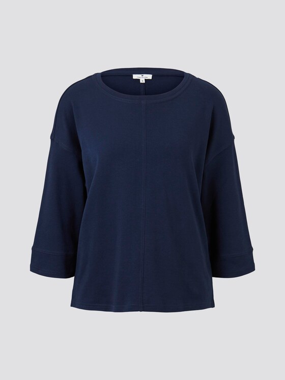 Baumwollshirt mit Kontrastnähten - Frauen - Sky Captain Blue Baumwollshirt mit Kontrastnähten - Frauen - Sky Captain Blue - 7 - TOM TAILOR