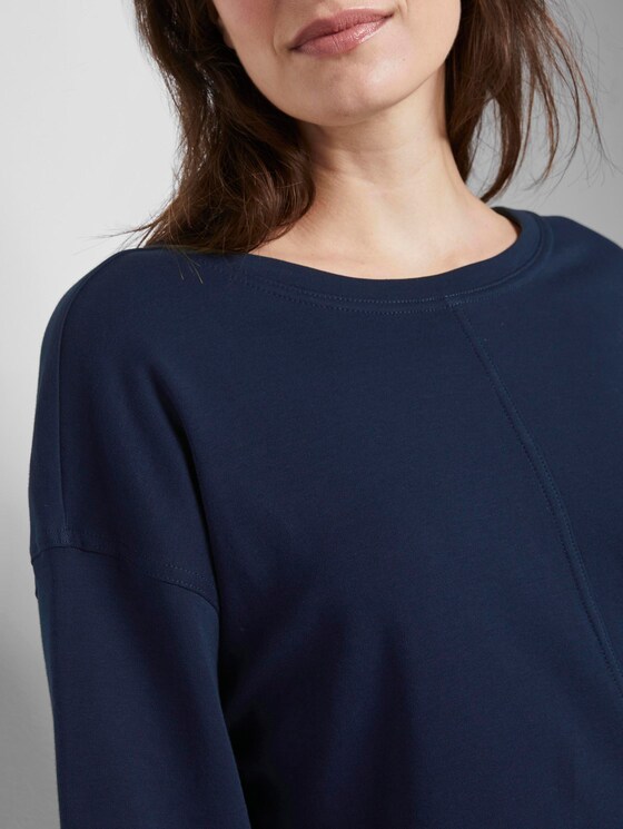Baumwollshirt mit Kontrastnähten - Frauen - Sky Captain Blue Baumwollshirt mit Kontrastnähten - Frauen - Sky Captain Blue - 9 - TOM TAILOR