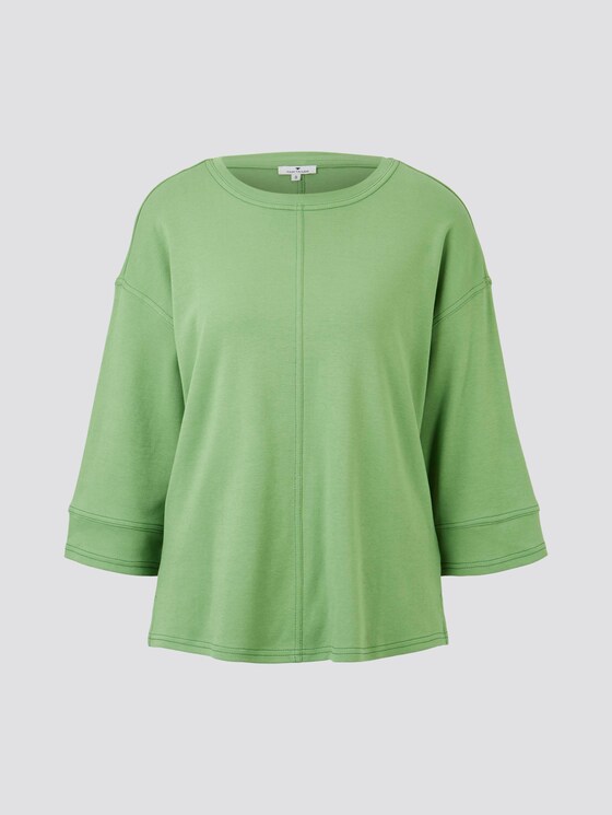 Cotton shirt with contrasting seams - Women - sundried turf green Cotton shirt with contrasting seams - Women - sundried turf green - 7 - TOM TAILOR