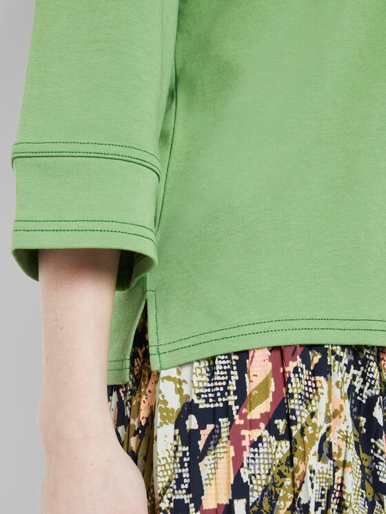 Cotton shirt with contrasting seams - Women - sundried turf green Cotton shirt with contrasting seams - Women - sundried turf green - 9 - TOM TAILOR