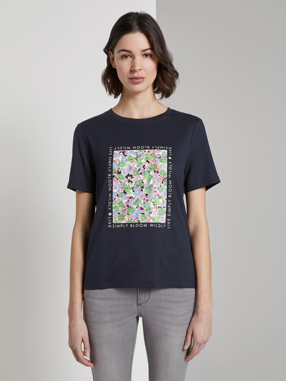 T-shirt with a print made of summer jogging material - Women - Sky Captain Blue T-shirt with a print made of summer jogging material - Women - Sky Captain Blue - 1 - TOM TAILOR