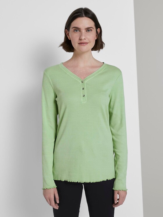 Langarm Henley-Shirt in Ripp-Optik - Frauen - light pistachio green Langarm Henley-Shirt in Ripp-Optik - Frauen - light pistachio green - 1 - TOM TAILOR