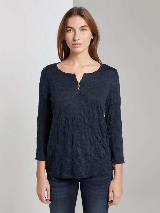 Patterned shirt in a crincle look - Women - Sky Captain Blue Patterned shirt in a crincle look - Women - Sky Captain Blue - 1 - TOM TAILOR