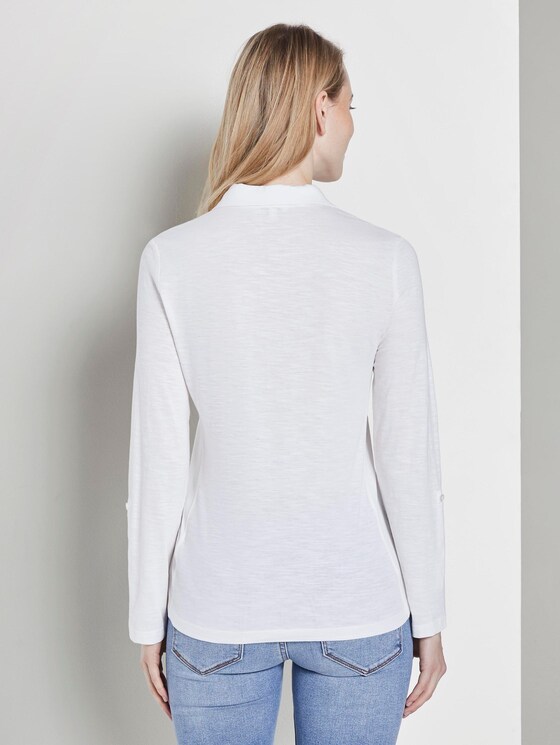 Hemdbluse mit seitlichem Ripp-Einsatz - Frauen - Whisper White Hemdbluse mit seitlichem Ripp-Einsatz - Frauen - Whisper White - 2 - TOM TAILOR