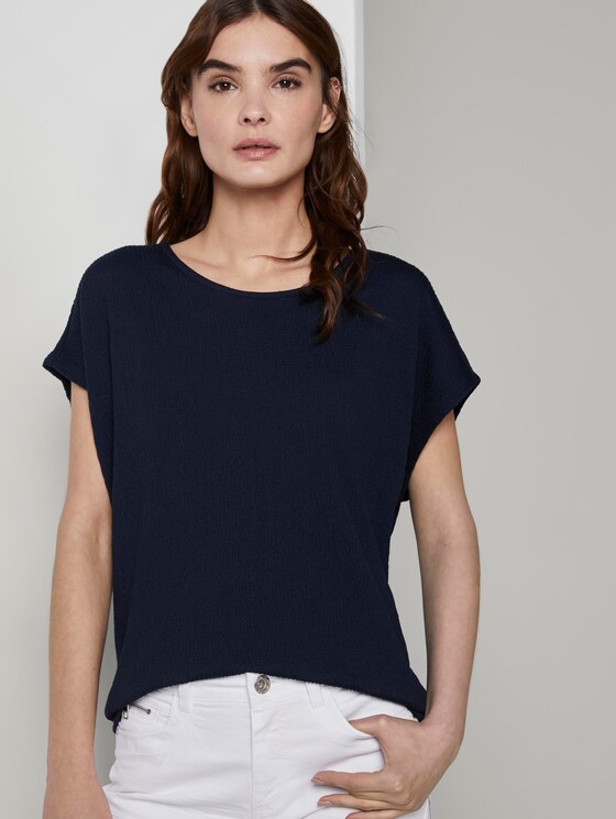 T-Shirt in Crincle-Optik - Frauen - Sky Captain Blue T-Shirt in Crincle-Optik - Frauen - Sky Captain Blue - 5 - TOM TAILOR