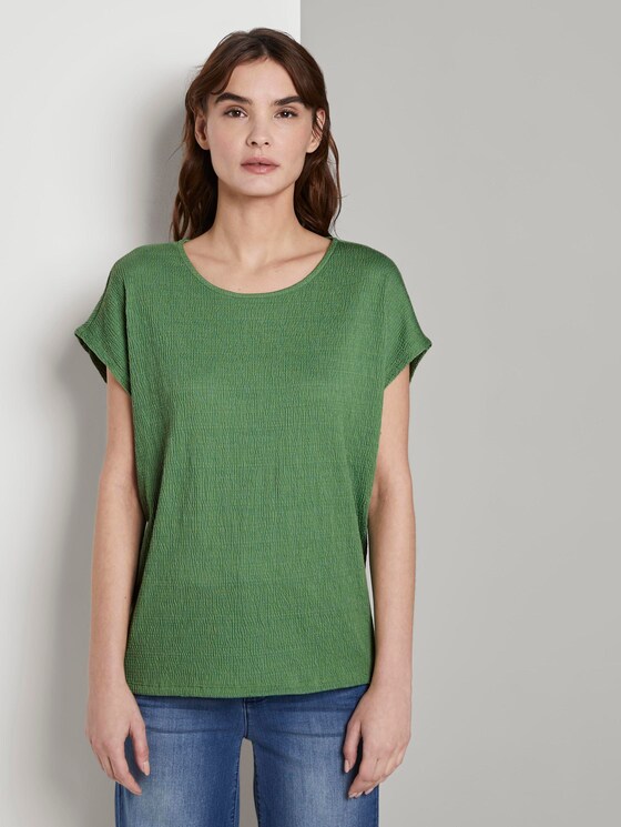 T-shirt in a crincle look - Women - sundried turf green T-shirt in a crincle look - Women - sundried turf green - 1 - TOM TAILOR