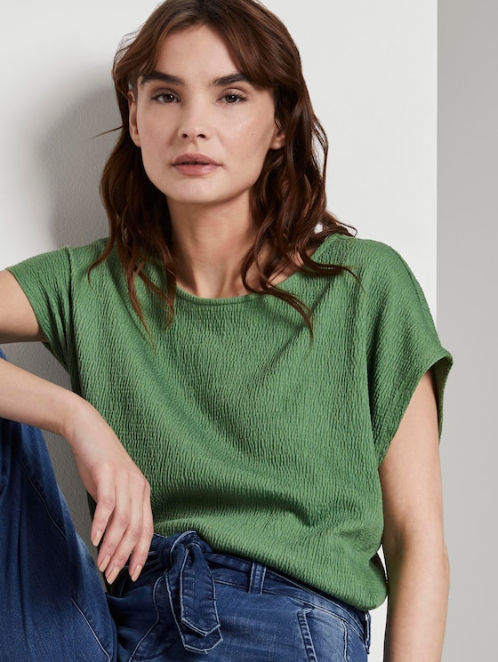 T-shirt in a crincle look - Women - sundried turf green T-shirt in a crincle look - Women - sundried turf green - 5 - TOM TAILOR