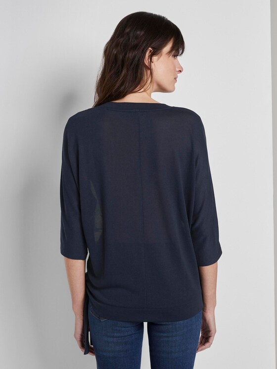 T-Shirt mit floralem Print im Material-Mix - Frauen - Sky Captain Blue T-Shirt mit floralem Print im Material-Mix - Frauen - Sky Captain Blue - 2 - TOM TAILOR