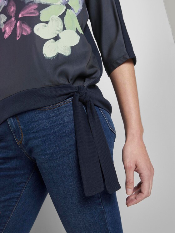 T-Shirt mit floralem Print im Material-Mix - Frauen - Sky Captain Blue T-Shirt mit floralem Print im Material-Mix - Frauen - Sky Captain Blue - 9 - TOM TAILOR