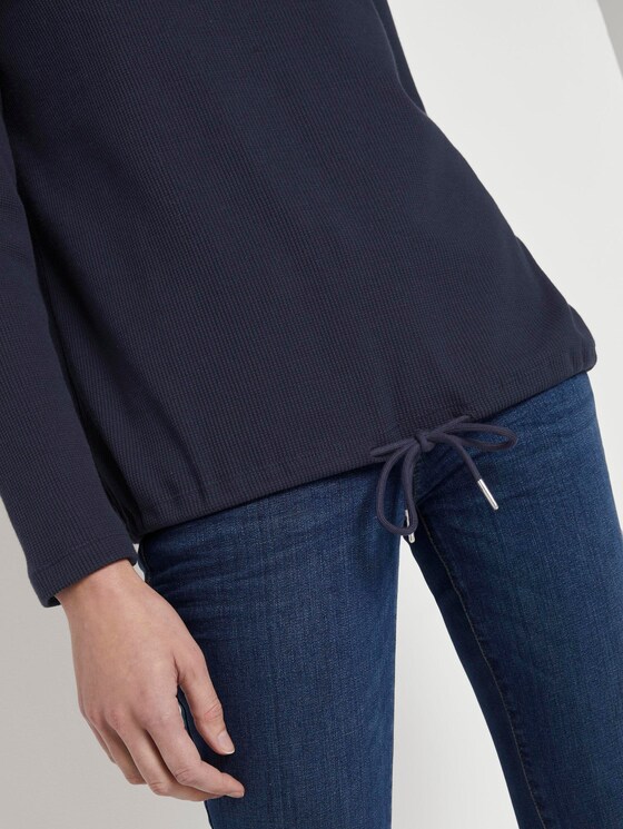 Strukturiertes Sweatshirt verstellbarem Bund - Frauen - Sky Captain Blue Strukturiertes Sweatshirt verstellbarem Bund - Frauen - Sky Captain Blue - 10 - TOM TAILOR