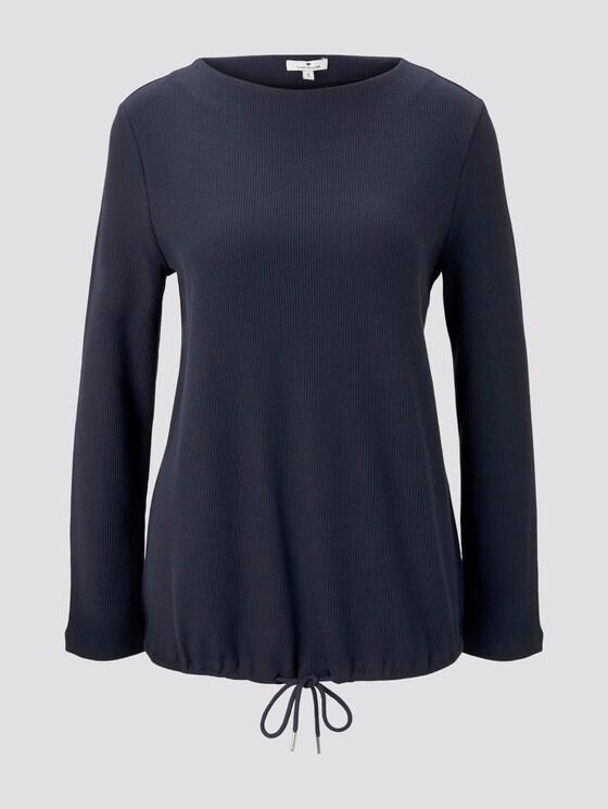 Strukturiertes Sweatshirt verstellbarem Bund - Frauen - Sky Captain Blue Strukturiertes Sweatshirt verstellbarem Bund - Frauen - Sky Captain Blue - 7 - TOM TAILOR