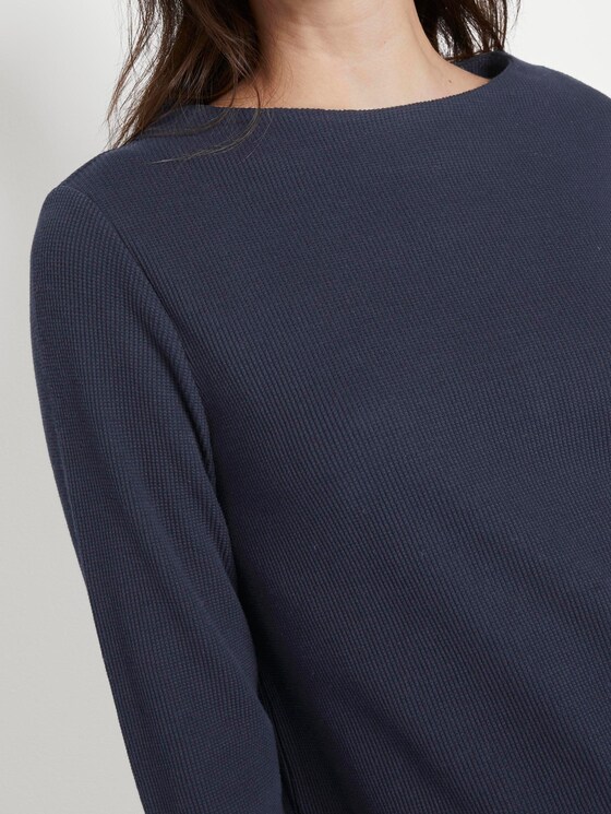 Strukturiertes Sweatshirt verstellbarem Bund - Frauen - Sky Captain Blue Strukturiertes Sweatshirt verstellbarem Bund - Frauen - Sky Captain Blue - 9 - TOM TAILOR