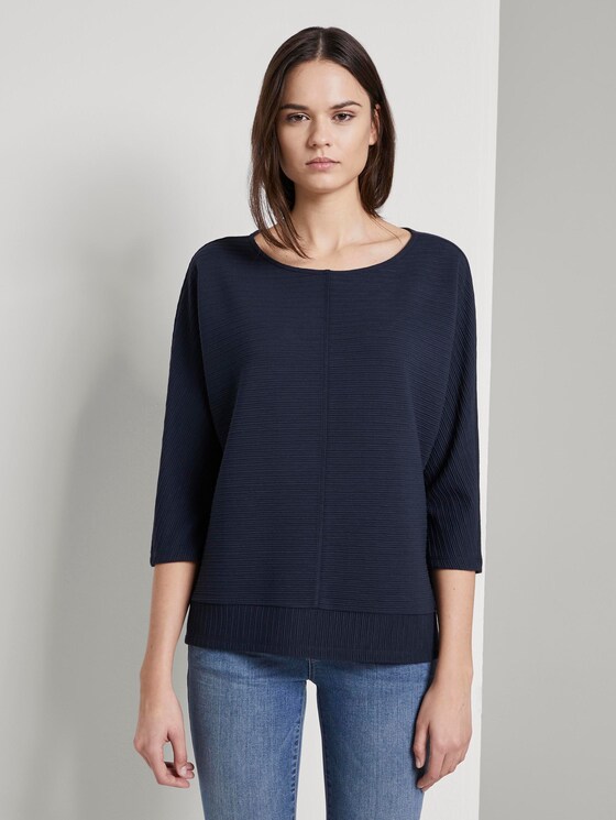 Sweatshirt mit Ottoman-Struktur - Frauen - Sky Captain Blue Sweatshirt mit Ottoman-Struktur - Frauen - Sky Captain Blue - 1 - TOM TAILOR
