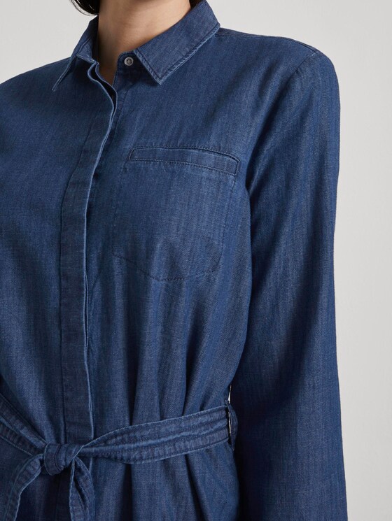 Mini Jeanskleid mit Bindegürtel - Frauen - dark stone wash denim Mini Jeanskleid mit Bindegürtel - Frauen - dark stone wash denim - 9 - TOM TAILOR
