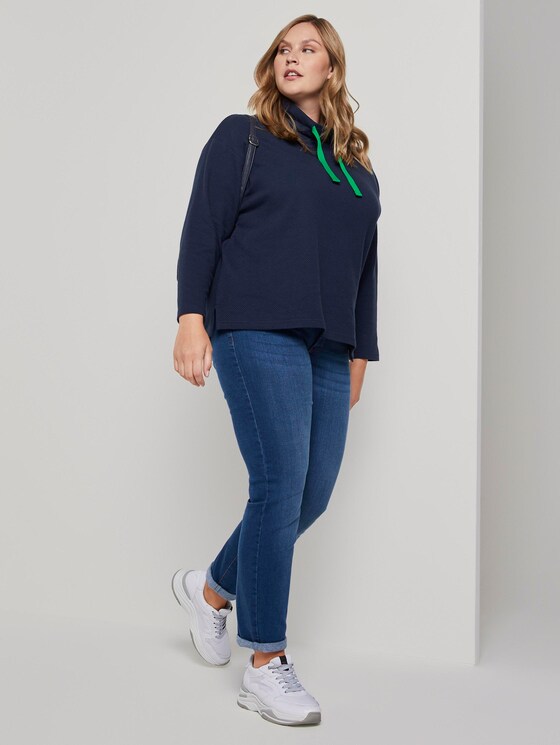 Strukturiertes Rollkragen-Sweatshirt - Frauen - Real Navy Blue Strukturiertes Rollkragen-Sweatshirt - Frauen - Real Navy Blue - 3 - My True Me