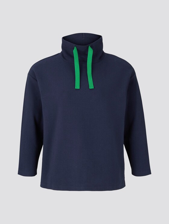 Strukturiertes Rollkragen-Sweatshirt - Frauen - Real Navy Blue Strukturiertes Rollkragen-Sweatshirt - Frauen - Real Navy Blue - 7 - My True Me