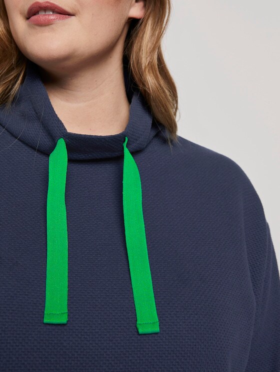 Strukturiertes Rollkragen-Sweatshirt - Frauen - Real Navy Blue Strukturiertes Rollkragen-Sweatshirt - Frauen - Real Navy Blue - 9 - My True Me