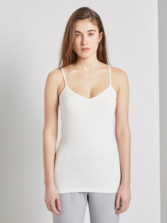 Basic Top mit Spaghettiträgern - Frauen - Gardenia White Basic Top mit Spaghettiträgern - Frauen - Gardenia White - 1 - TOM TAILOR Denim