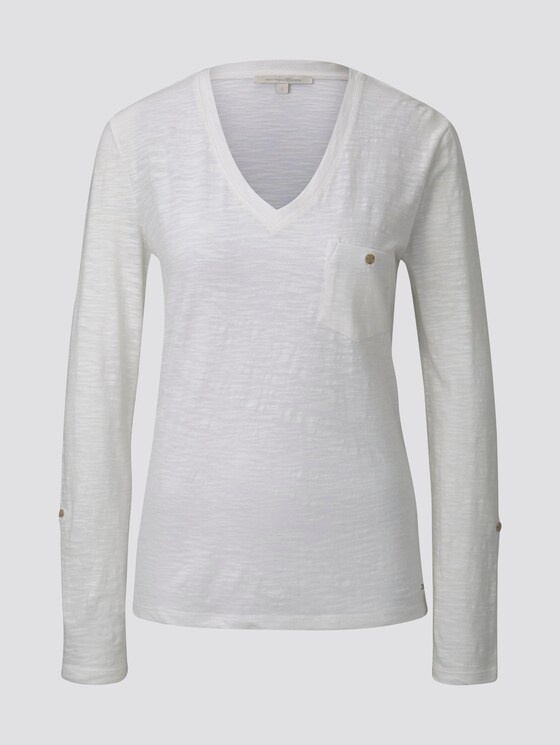 T-Shirt mit V-Ausschnitt - Frauen - Off White T-Shirt mit V-Ausschnitt - Frauen - Off White - 7 - TOM TAILOR Denim