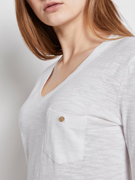 T-Shirt mit V-Ausschnitt - Frauen - Off White T-Shirt mit V-Ausschnitt - Frauen - Off White - 9 - TOM TAILOR Denim